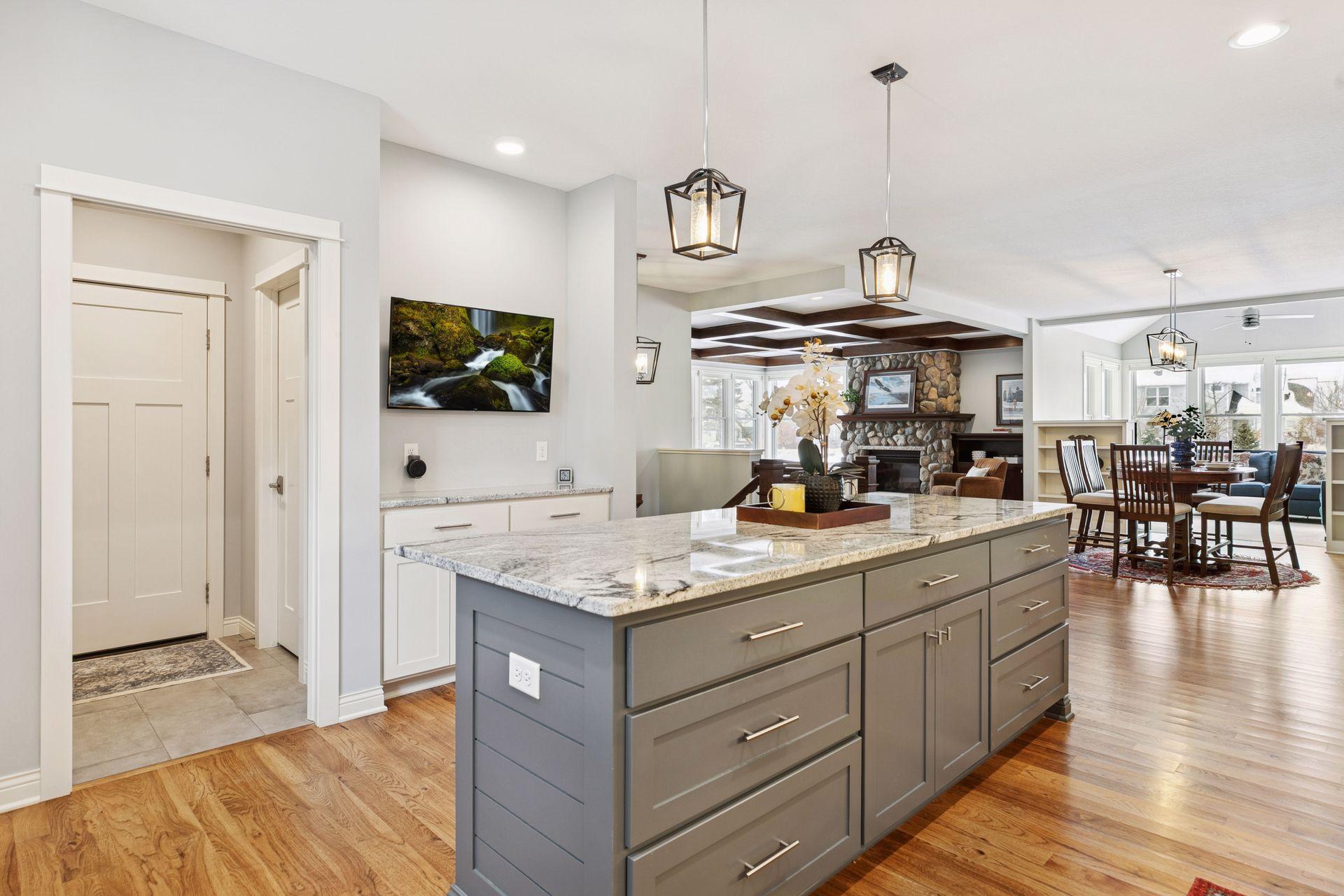 Kitchen view with TV mount!