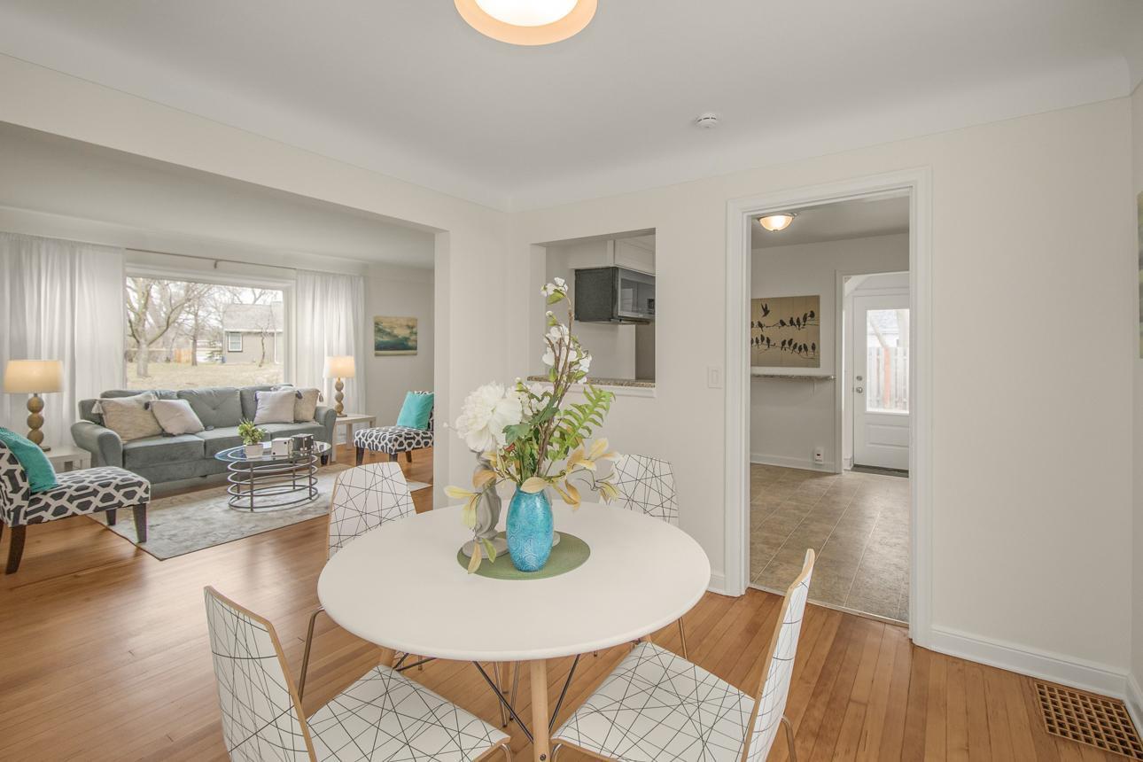 Pass thru to kitchen creates open feel