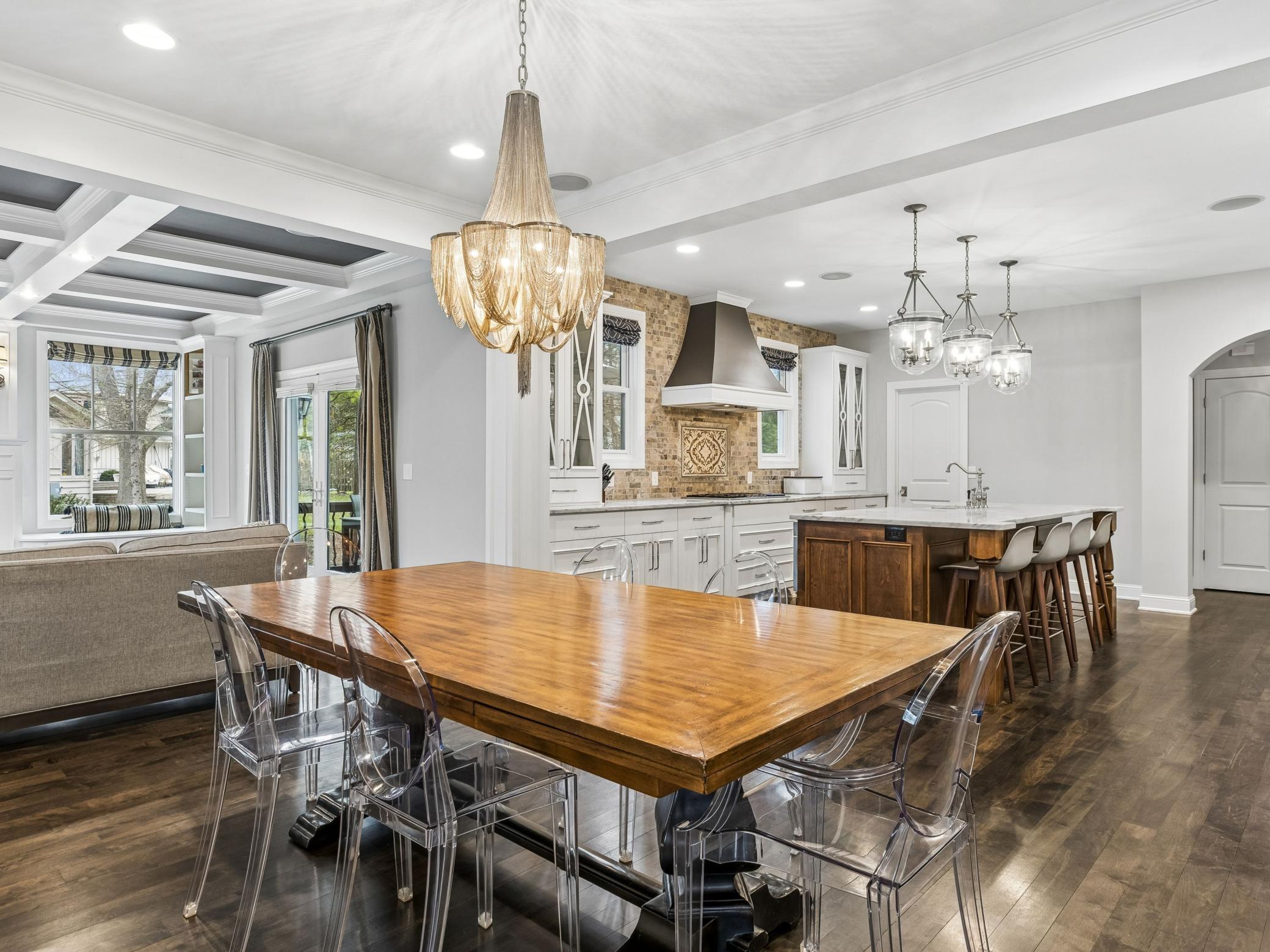 Spacious eat-in kitchen with a generous table for hosting
