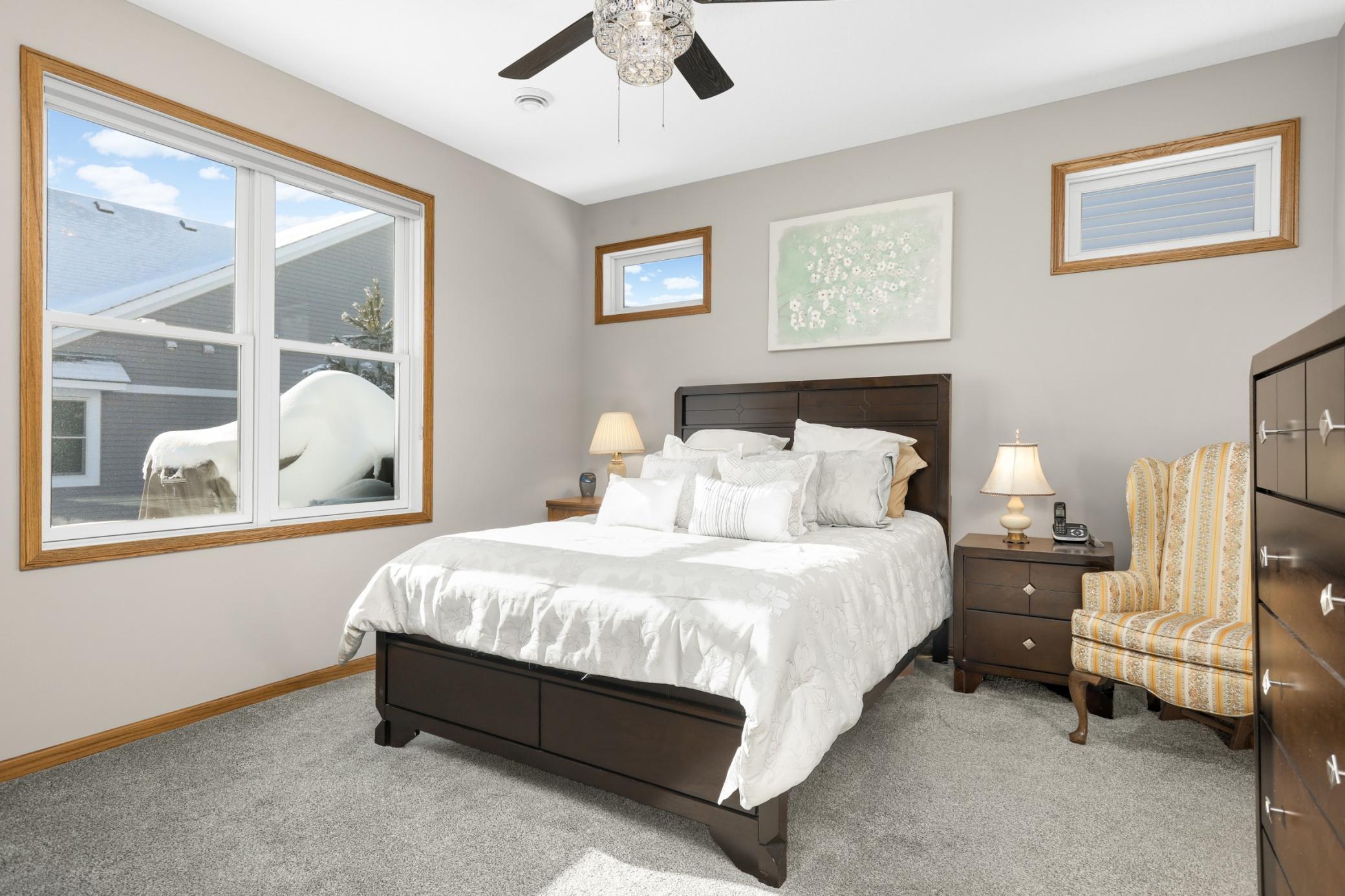 Main level primary bedroom suite