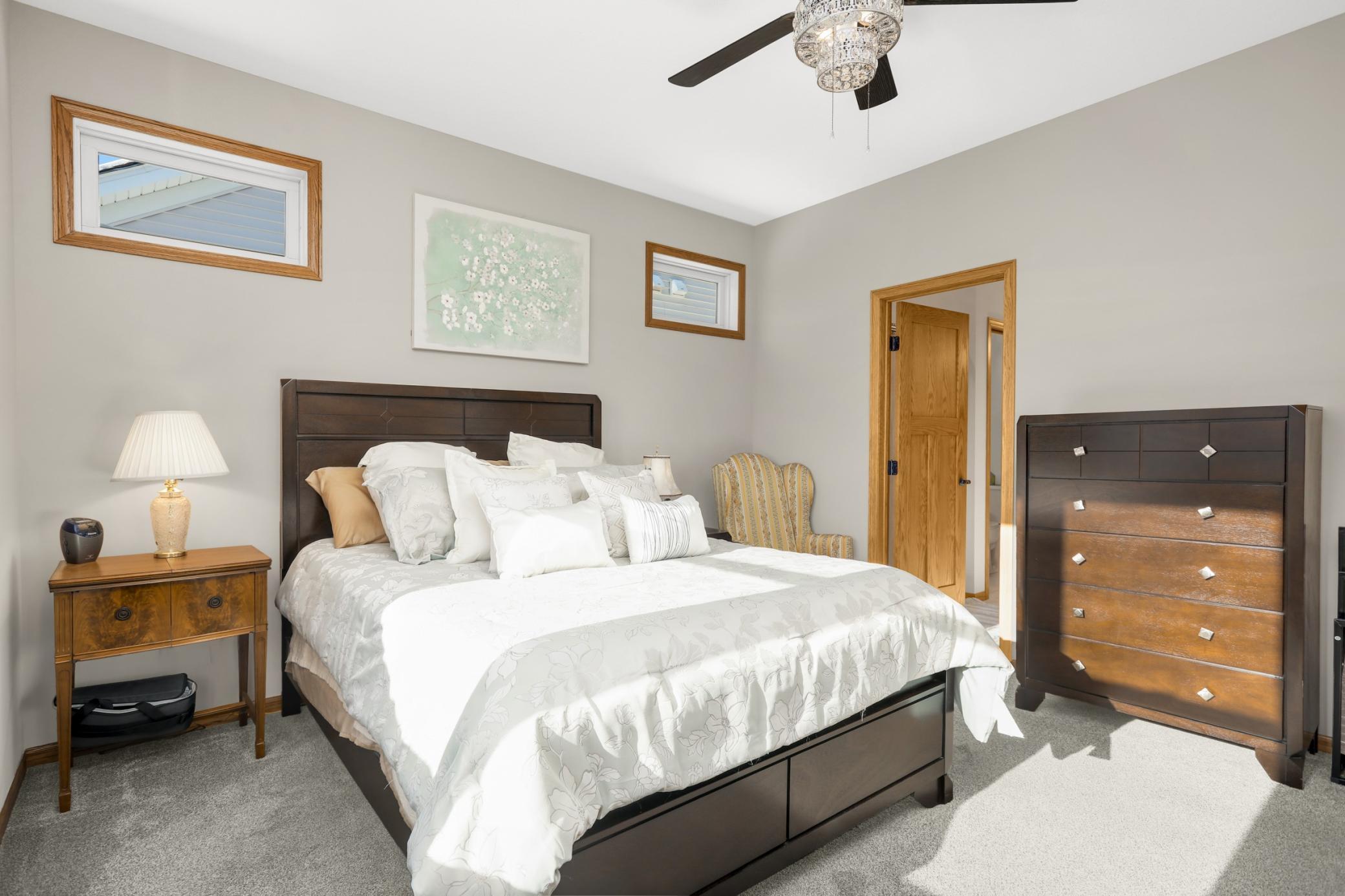 Main level primary bedroom suite