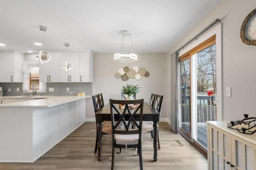 Updated lighting in the dining room and kitchen.