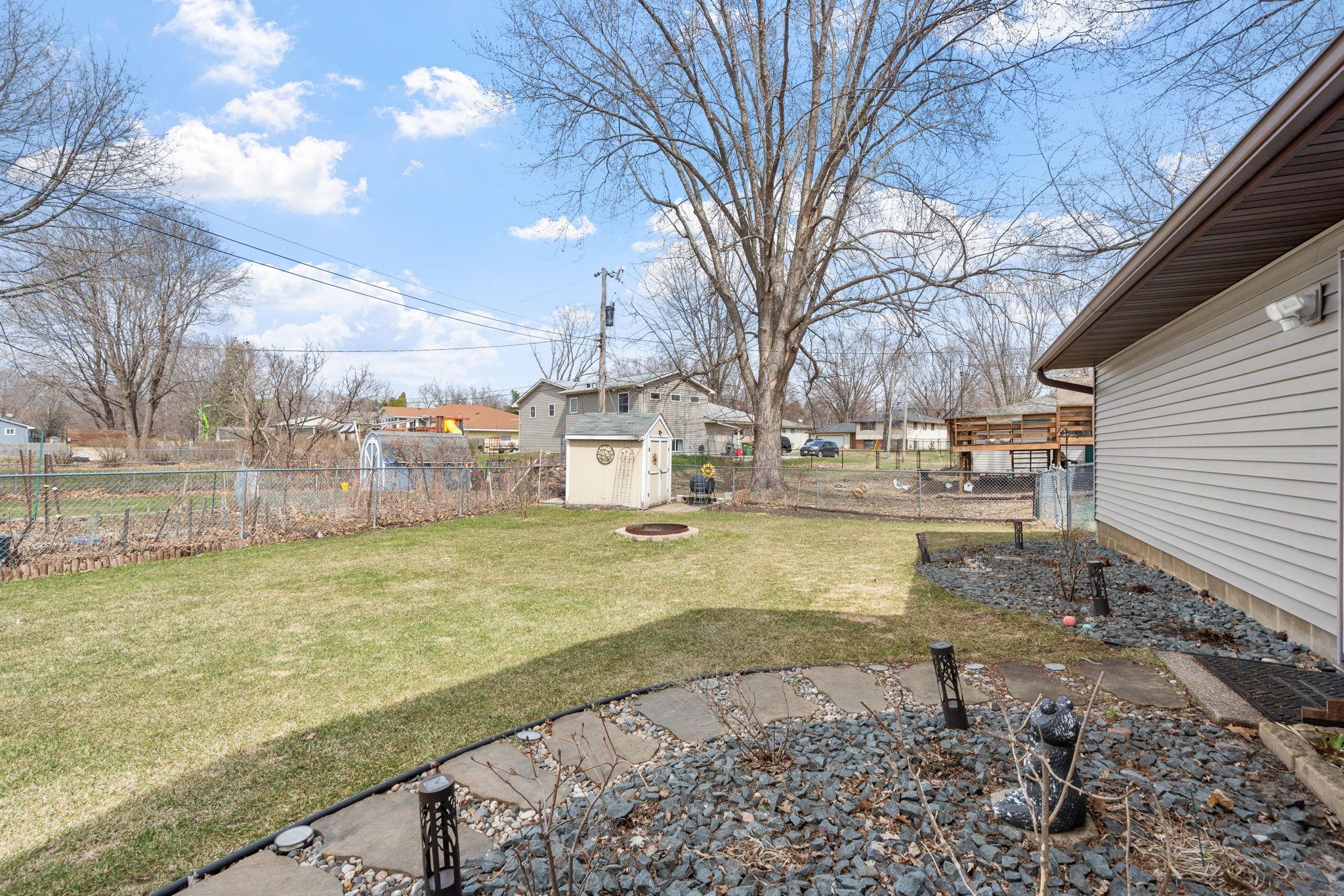 Fully fenced in back yard.