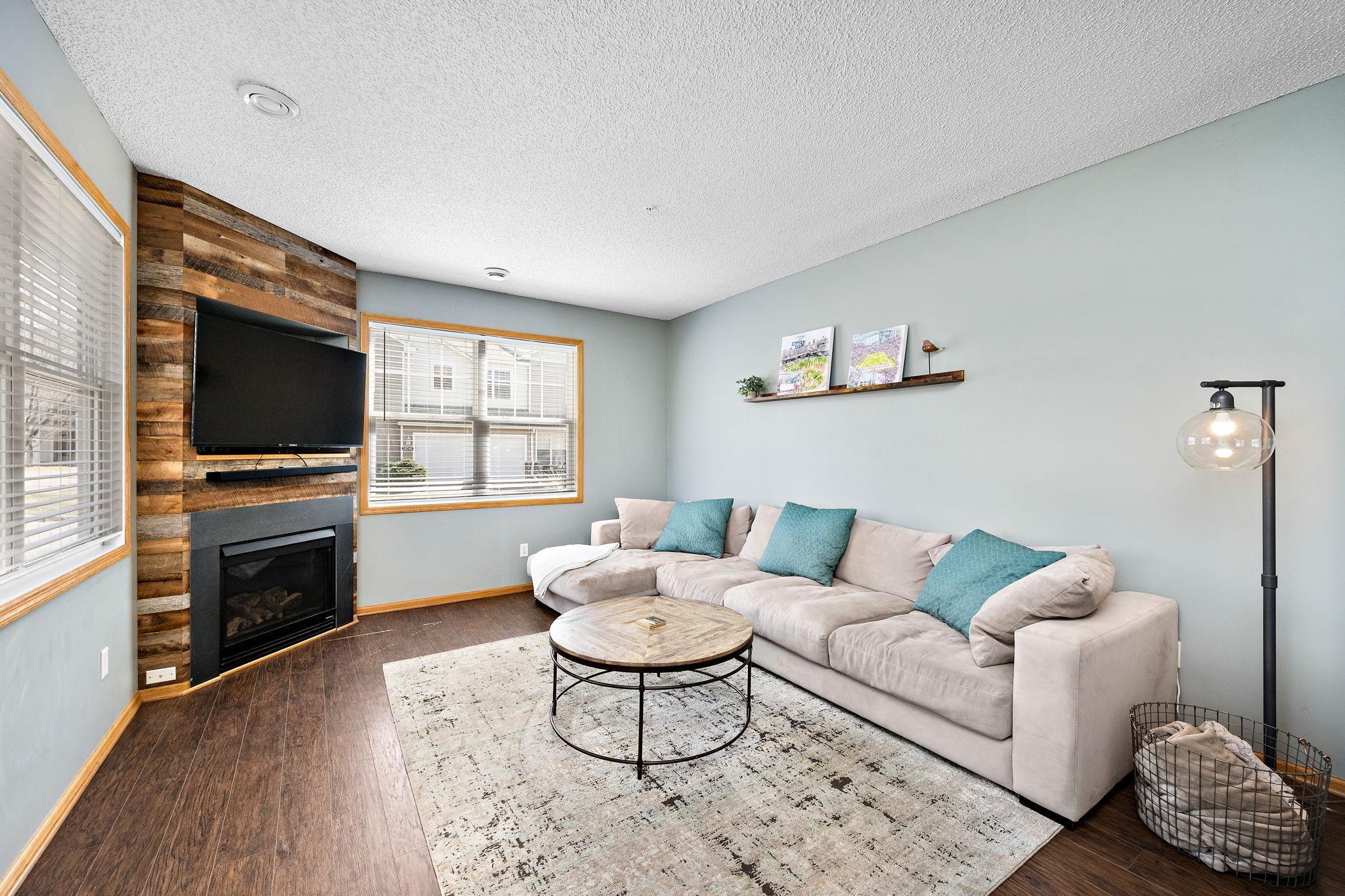 Big windows and hardwood flooring