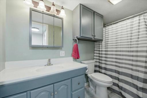 Full bath in the three bedroom apartment.