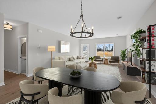 Dining room & kitchen area. *Virtually staged