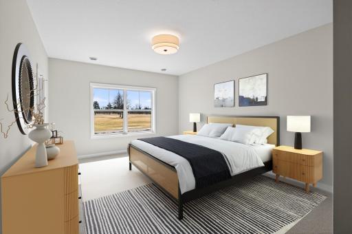 Primary bedroom with private ensuite and walk-in closet. *Virtually staged