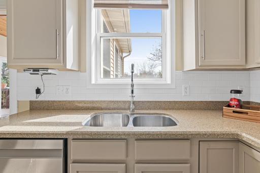 A Kitchen view of the Beautiful backyard!