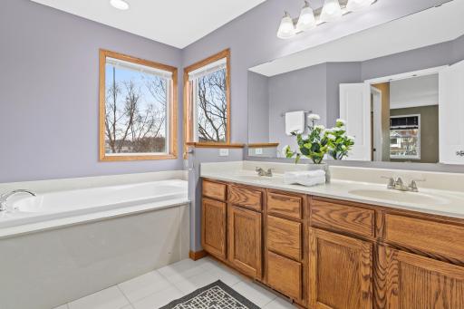 The sun rays beam into the primary bathroom!