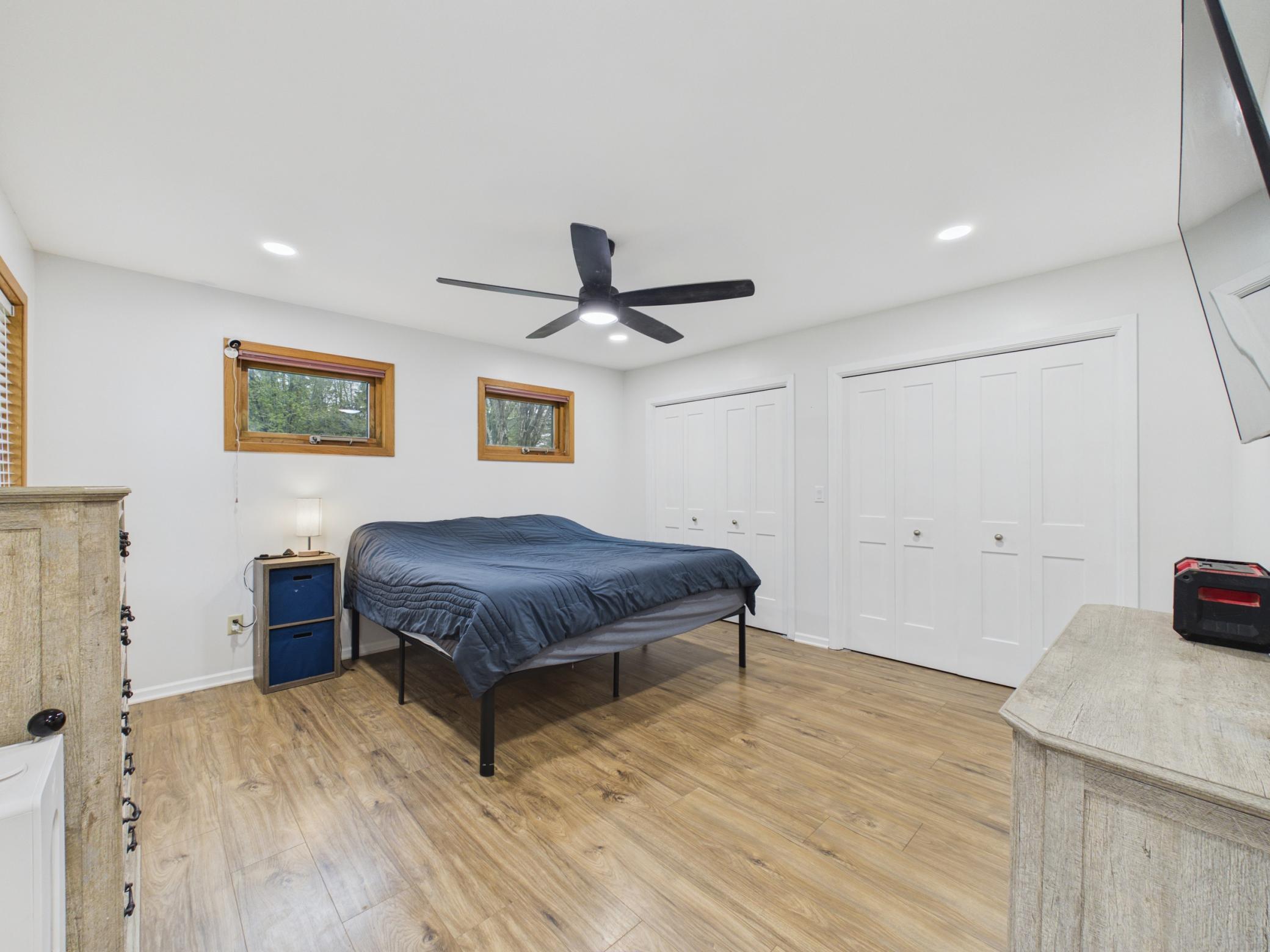 Main level bedroom has great space, two closets, and a full bath