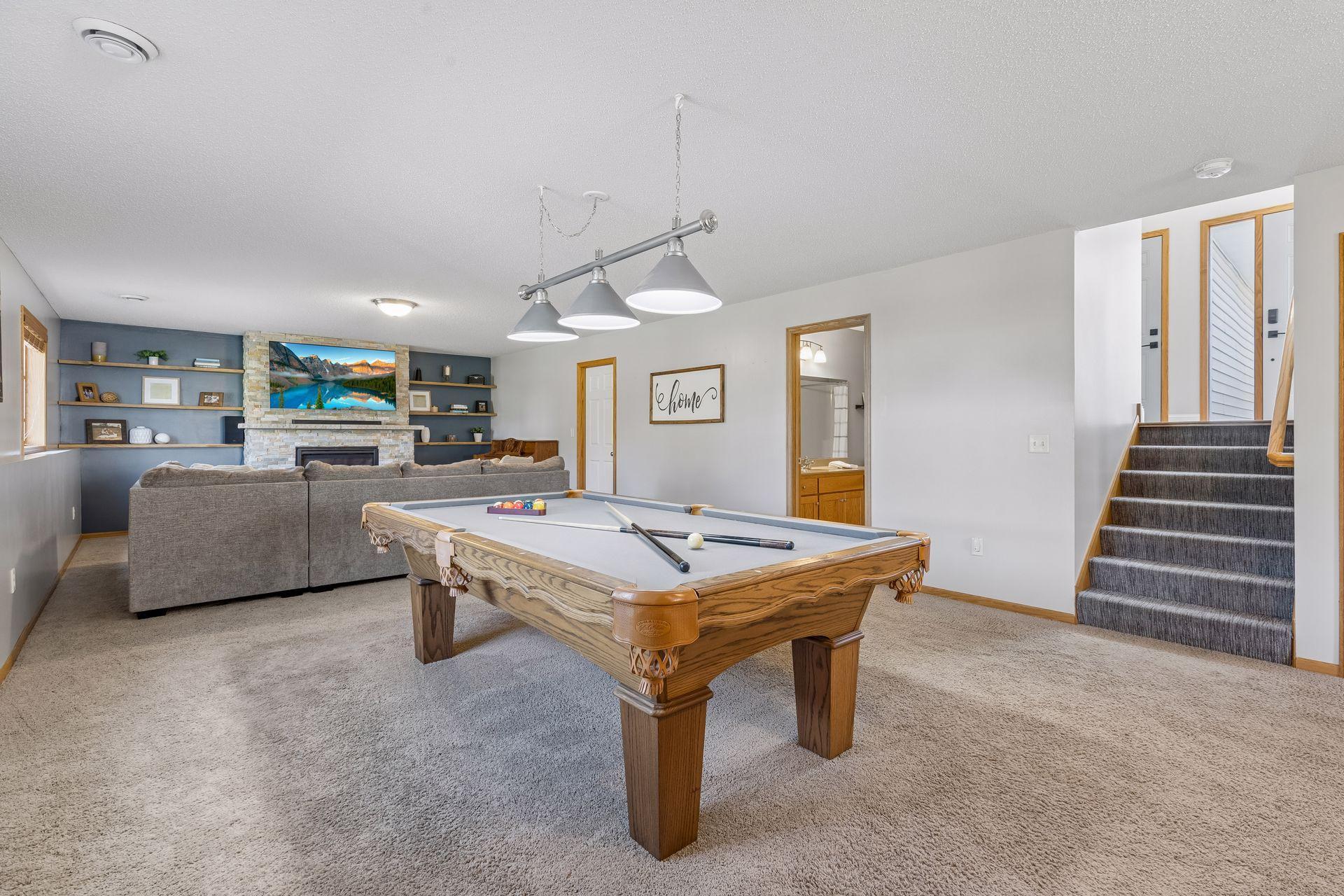 Expansive lower level provides amazing space for movie night and can accommodate lots of people for any kind of entertaining.