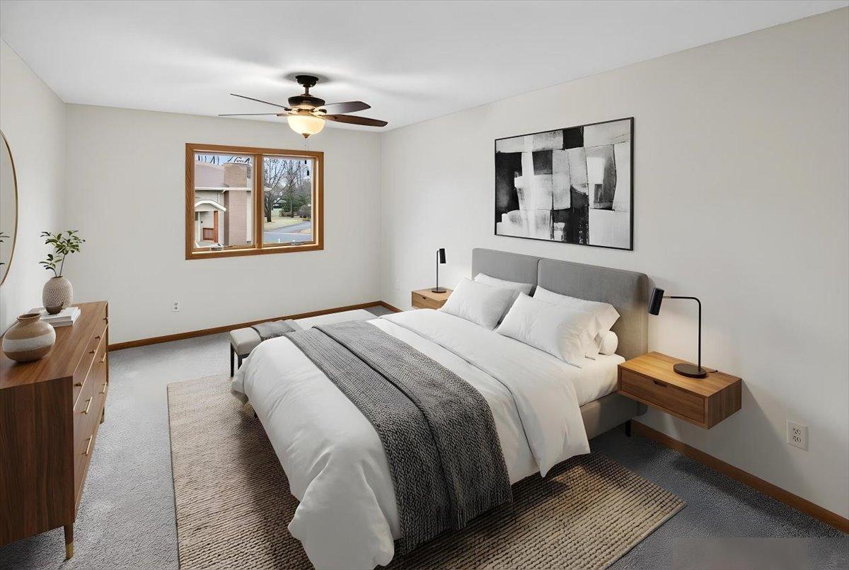 Primary Bedroom (virtually staged), NEW flooring