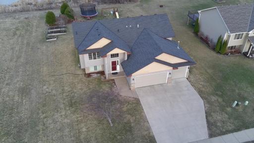 Aerial showing the front and back of the home