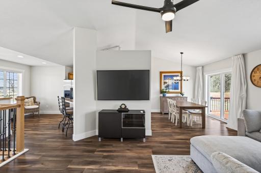 Upper level gathering spaces with newer flooring