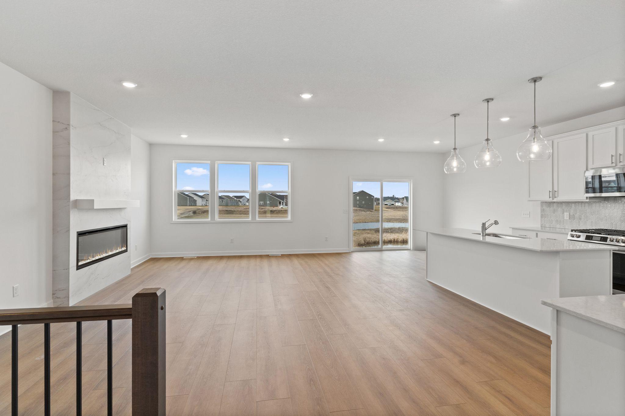 The open-concept floorplan provides for simple transitions from room to room