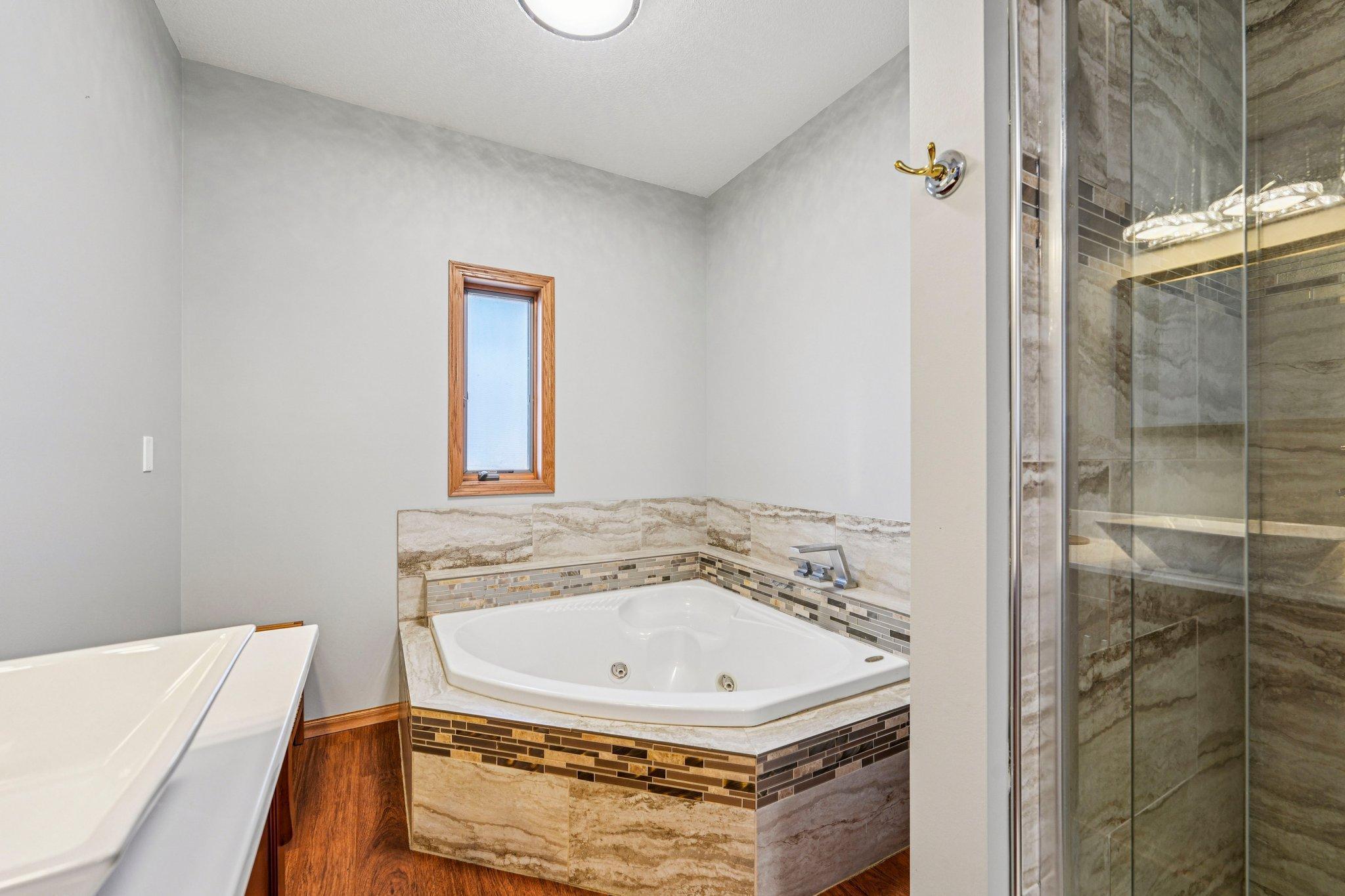 Giant soaking tub for relaxing after a long day