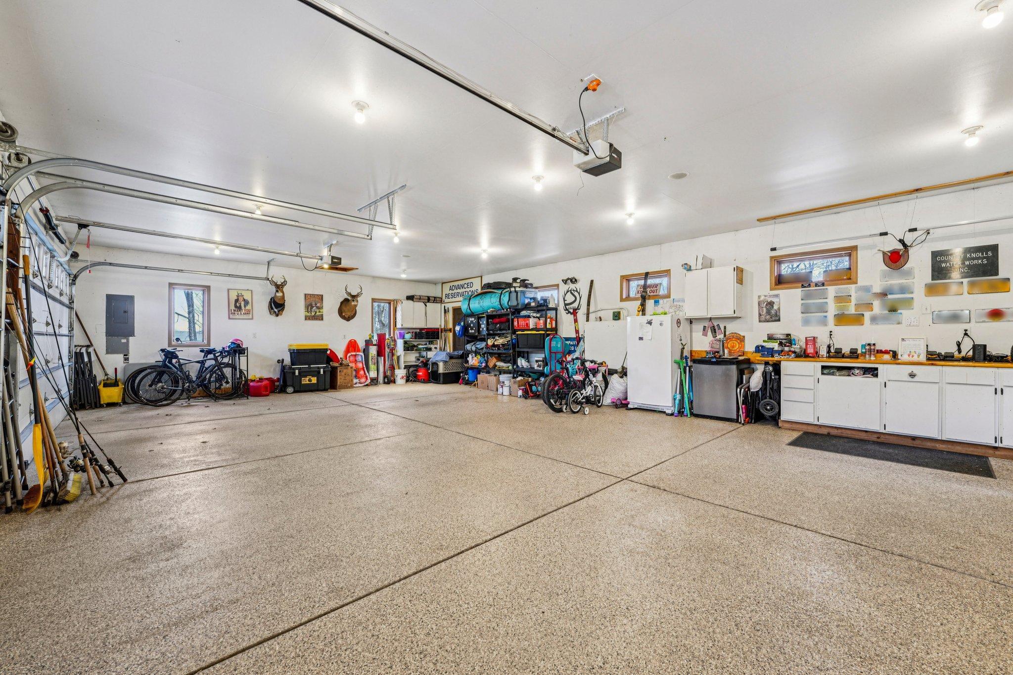 Expansive four car garage