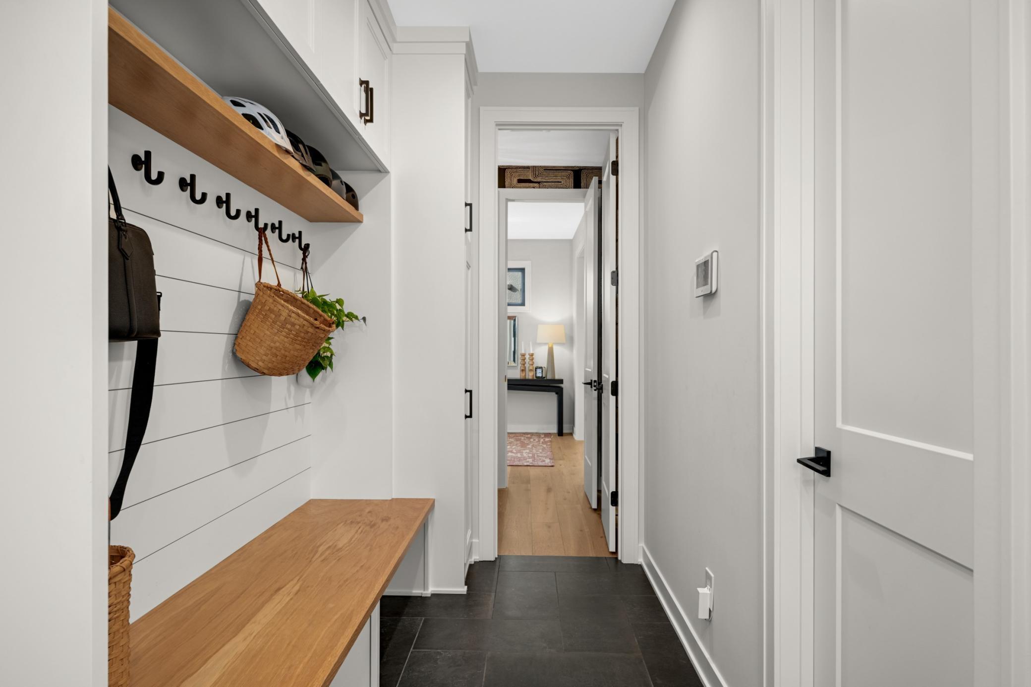 Mud room with built-in bench