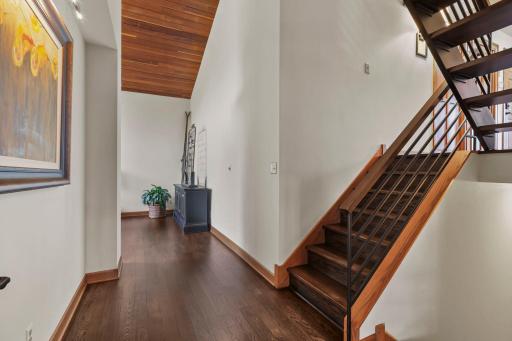 Wind down the next set of stairs to the main living level.