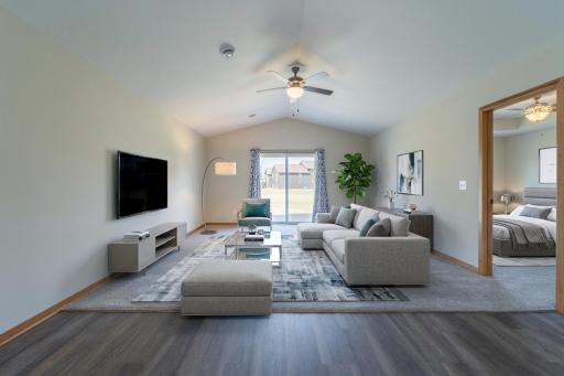 Spacious and comfortable living room designed for both relaxation and entertaining.