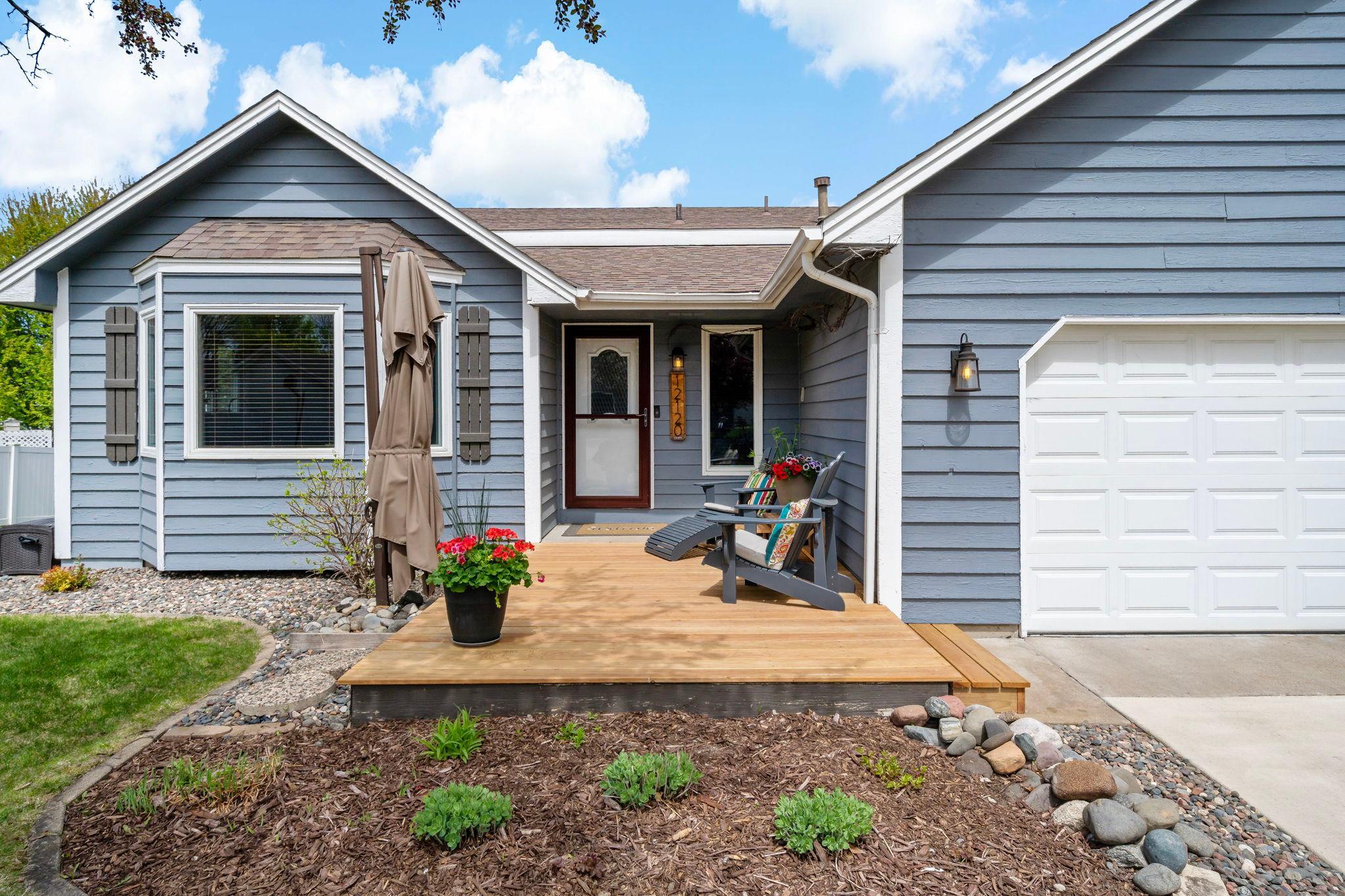 Front porch with newly installed deck boards