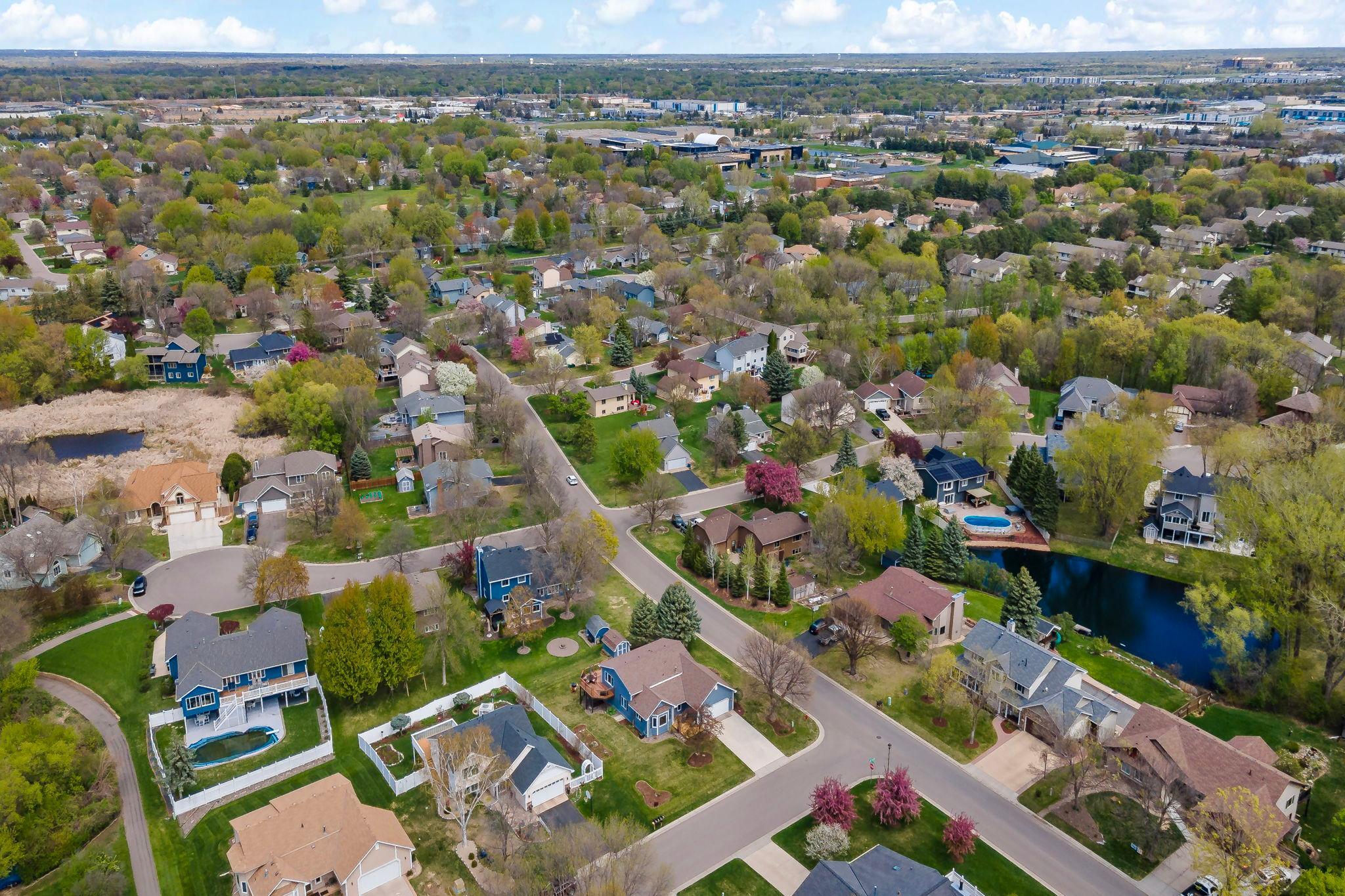 Home is located in the lower center of photo (cement driveway & brown roof)