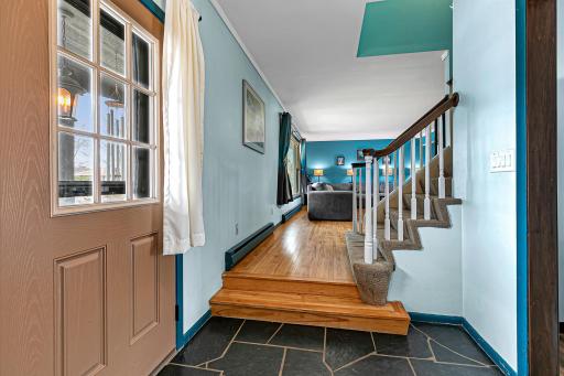 A couple steps up take you into the main level living room.
