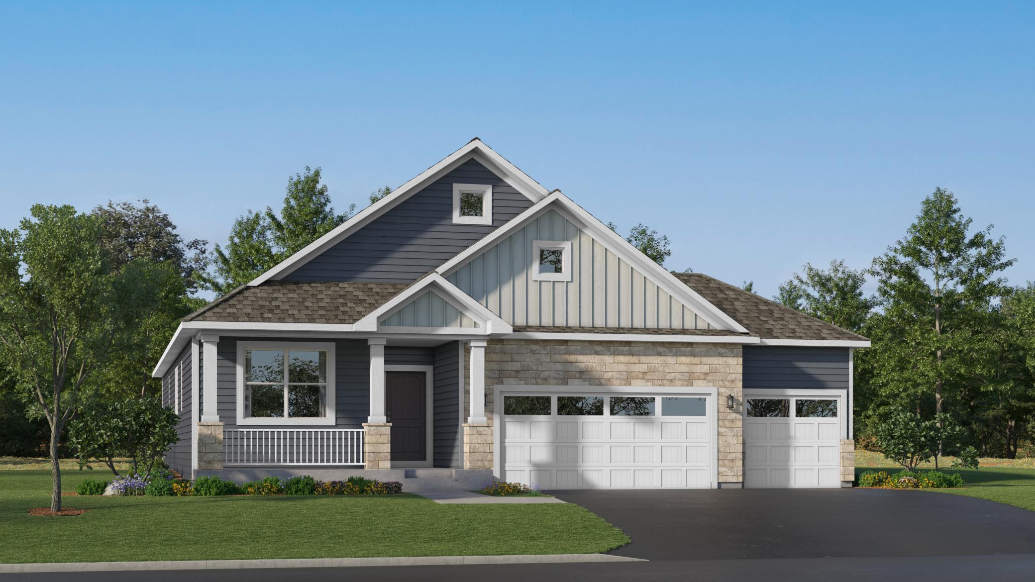 (Exterior rendering, actual home's finishes will vary slightly) The Buckingham has a stunning exterior.
