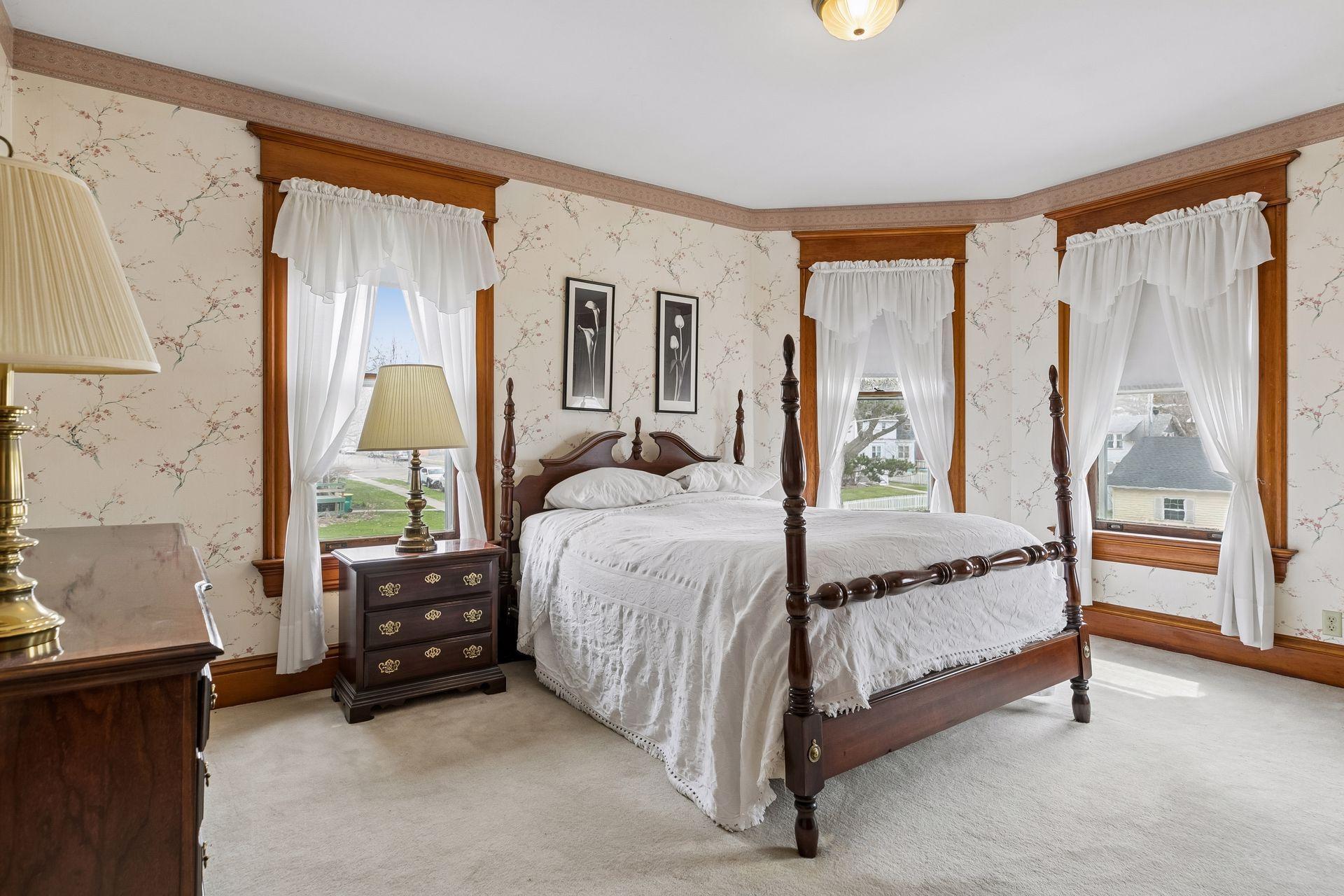 Primary suite is architecturally pleasing with its unique design