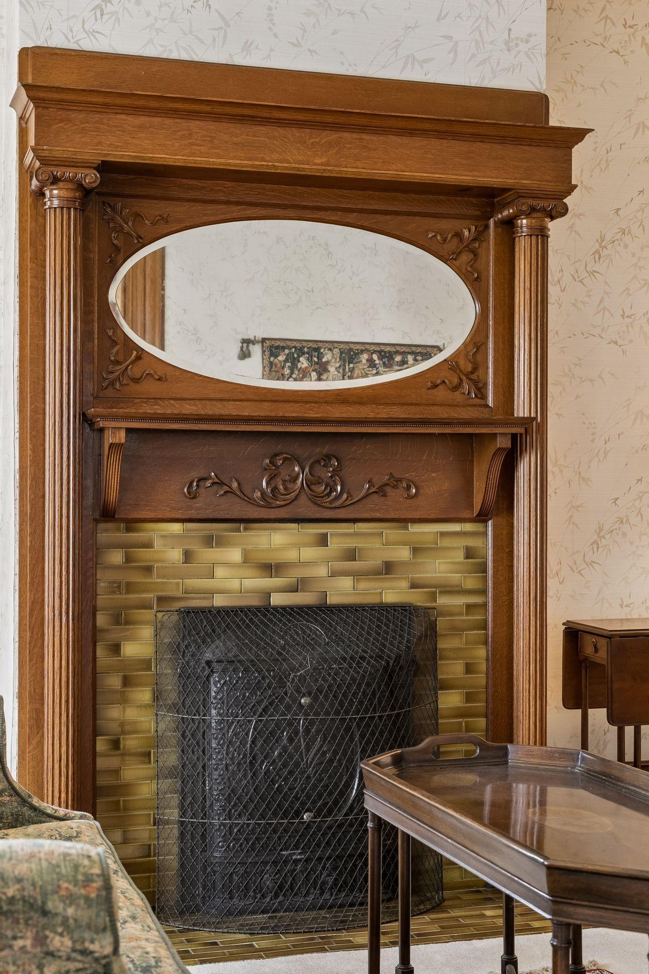 Original fireplace with new chimney in 1989