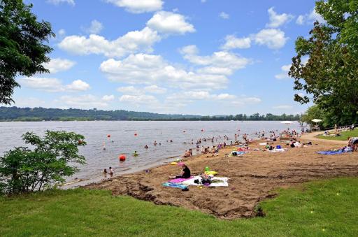 Lakefront beach, downtown with walking paths and beach house