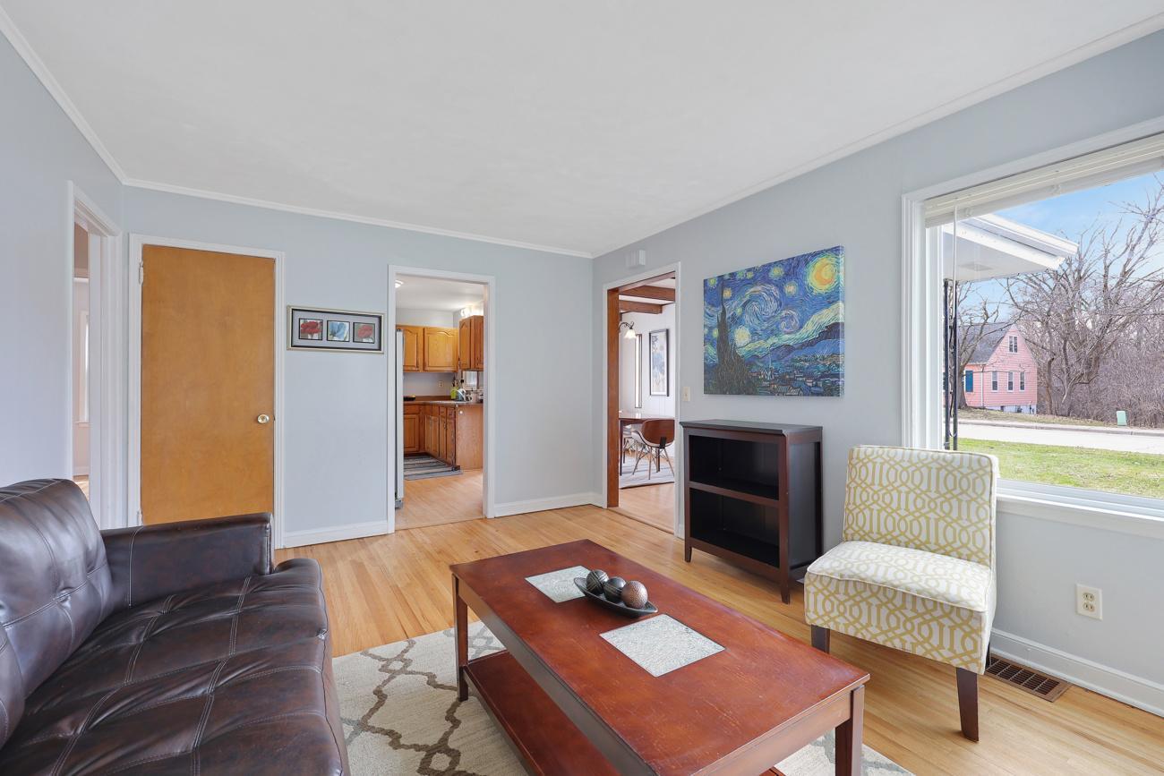 Living room with view of Dining room