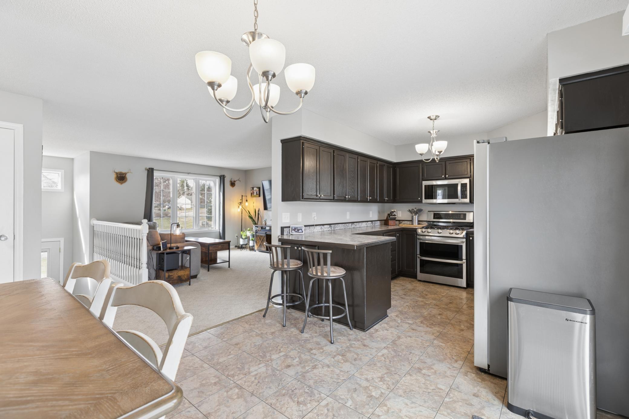 Open Living, Kitchen, and Dining