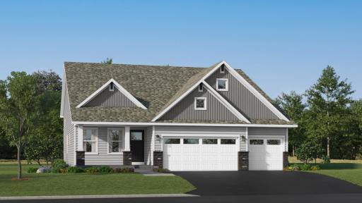 (Exterior rendering, actual home's finishes will vary.)