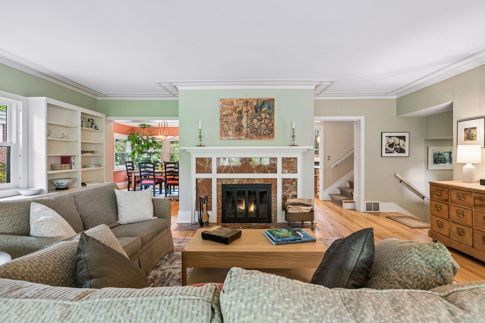 Fireplace with marble surround