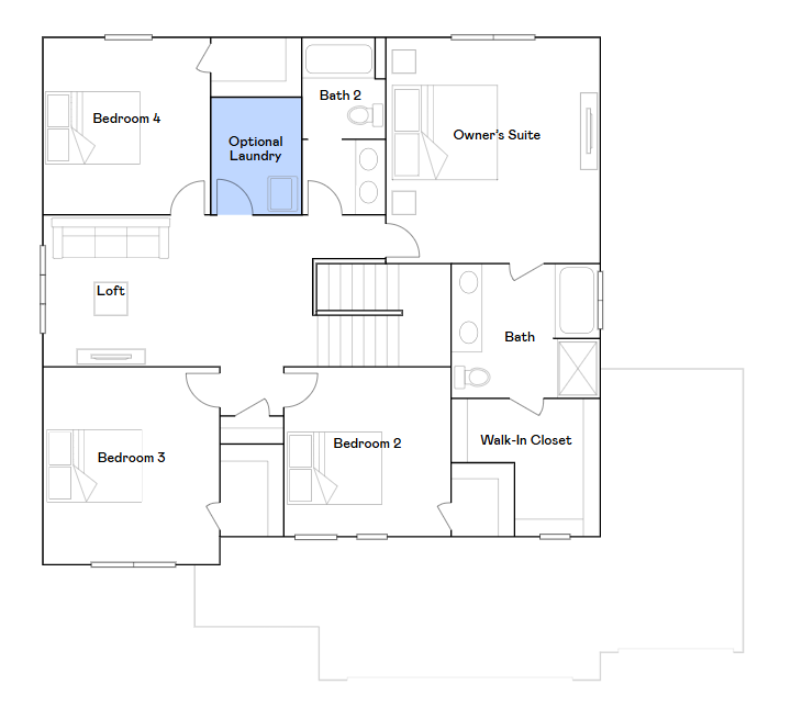 Lewis upper level floorplan.