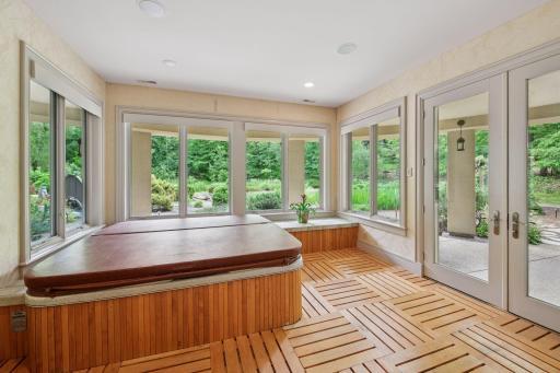 Hot tub room with access to patio and exercise room. Completely self enclosed.