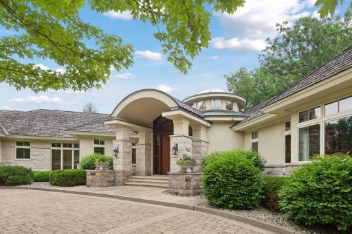 Front of home showing the glass cupola.