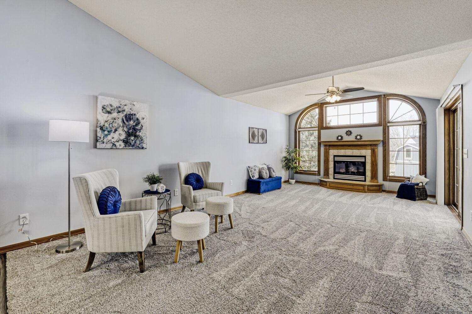 Large living room with a gas fireplace for those cold winter evenings. Entire home has been freshly painted and has new flooring throughout. Very neat and clean. Move in ready.