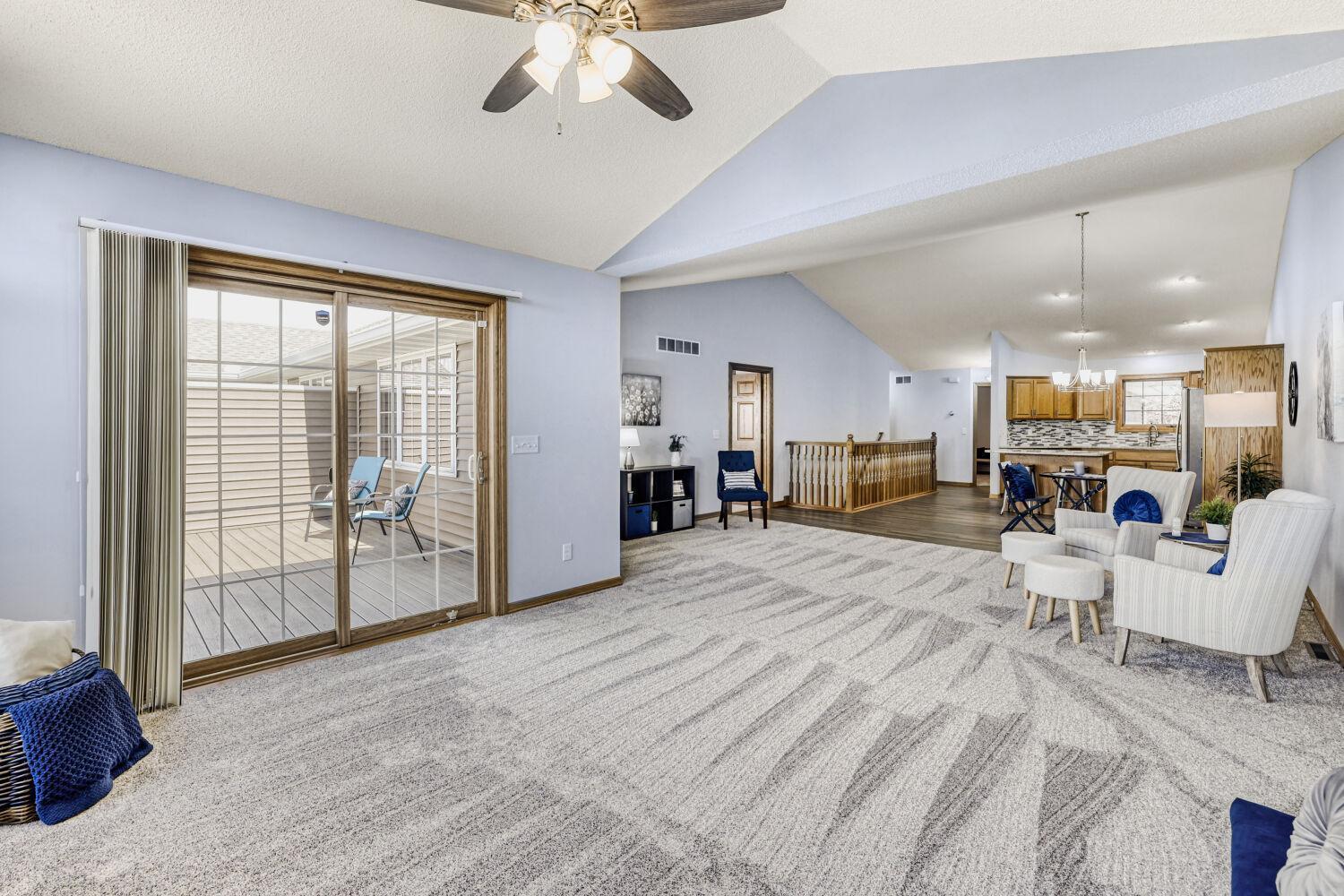 View showing the large patio door that leads to the deck.