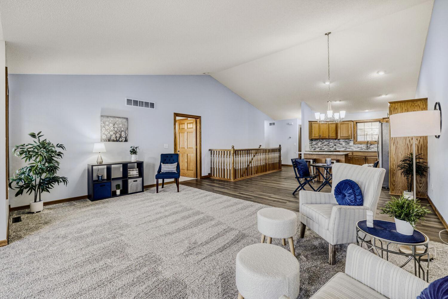 Right off the kitchen/dining area you'll find the door leading into the primary bedroom.