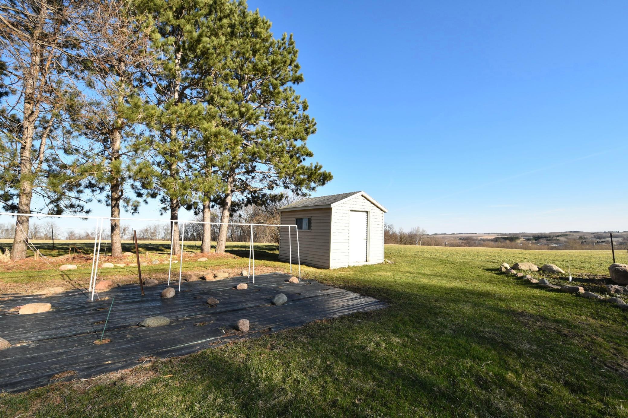 garden with storage shed