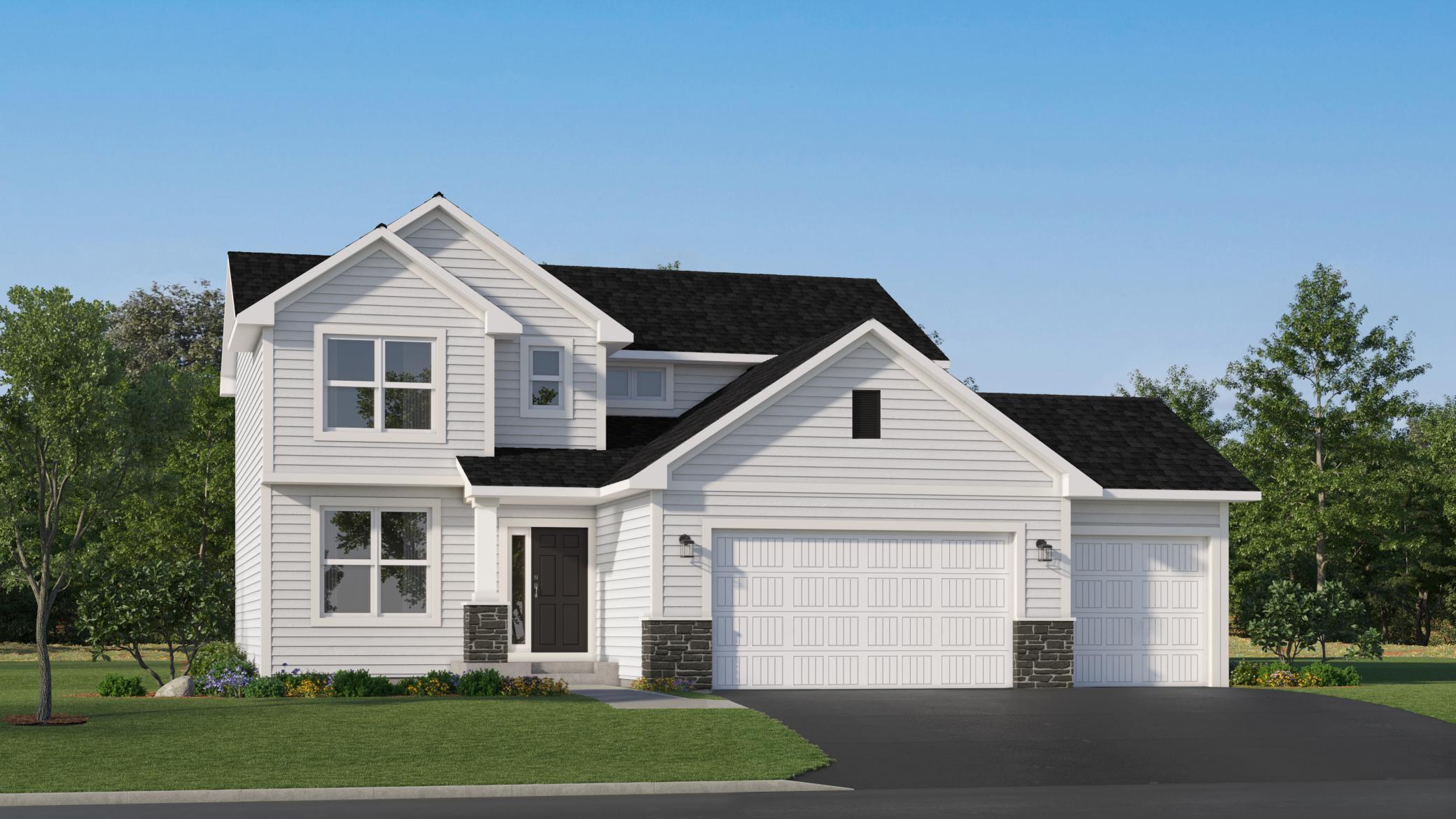 (Exterior rendering, actual home's finishes will vary.)