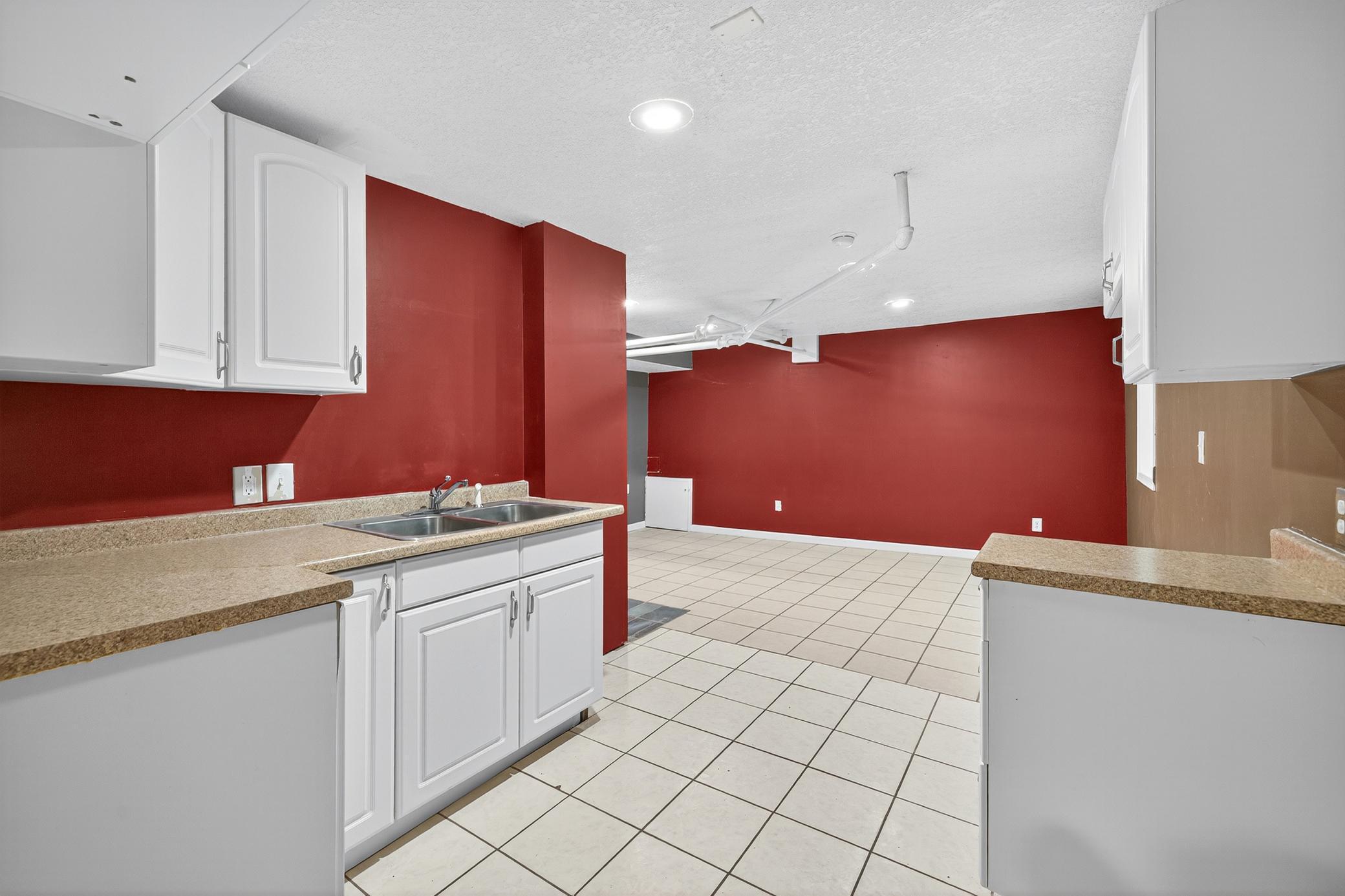 Lower level kitchen to living room