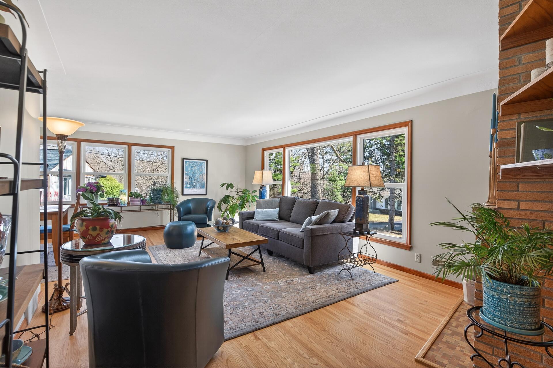 Natural light with trees adding privacy.