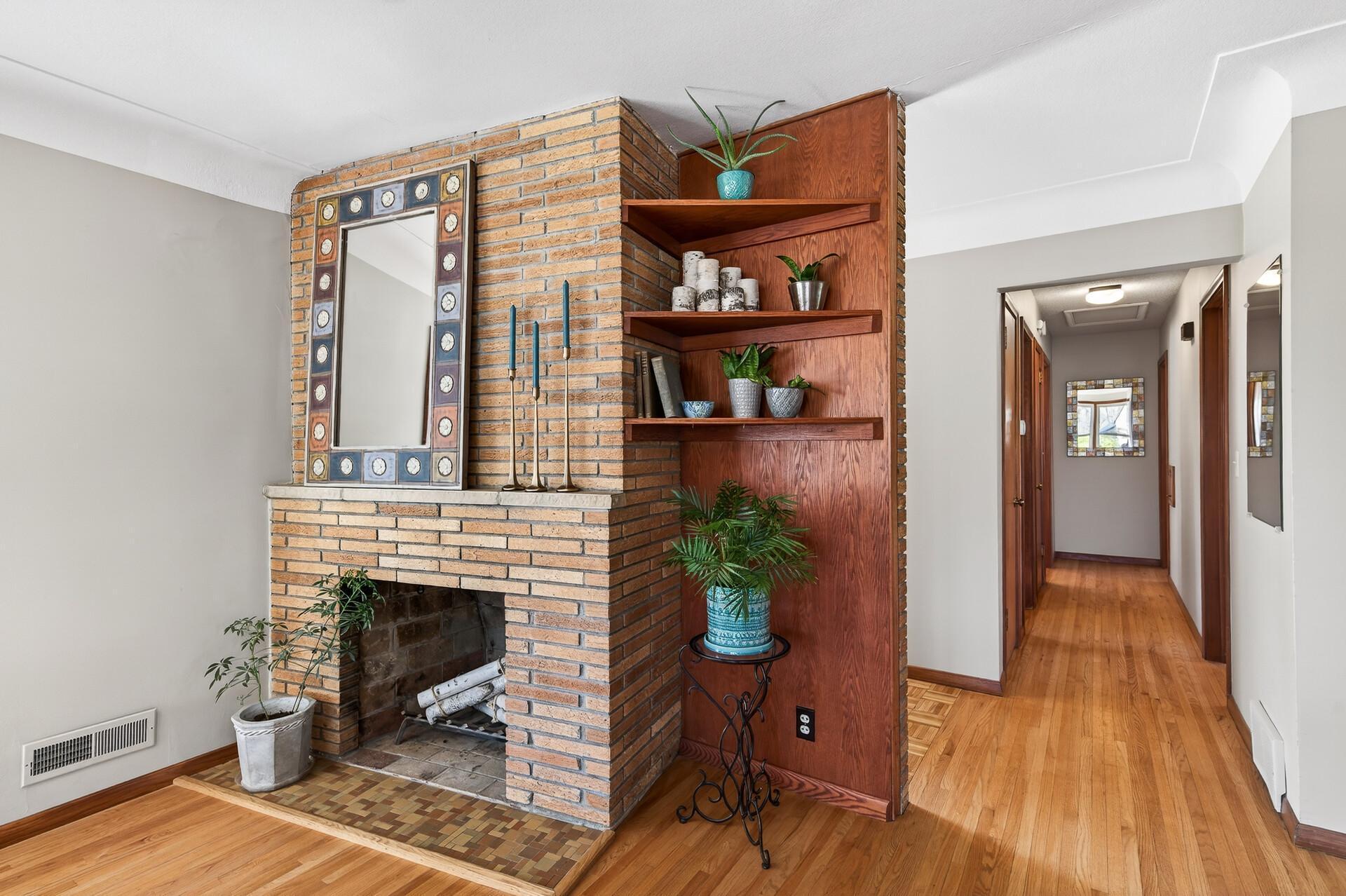 Cozy up to the main level fireplace.