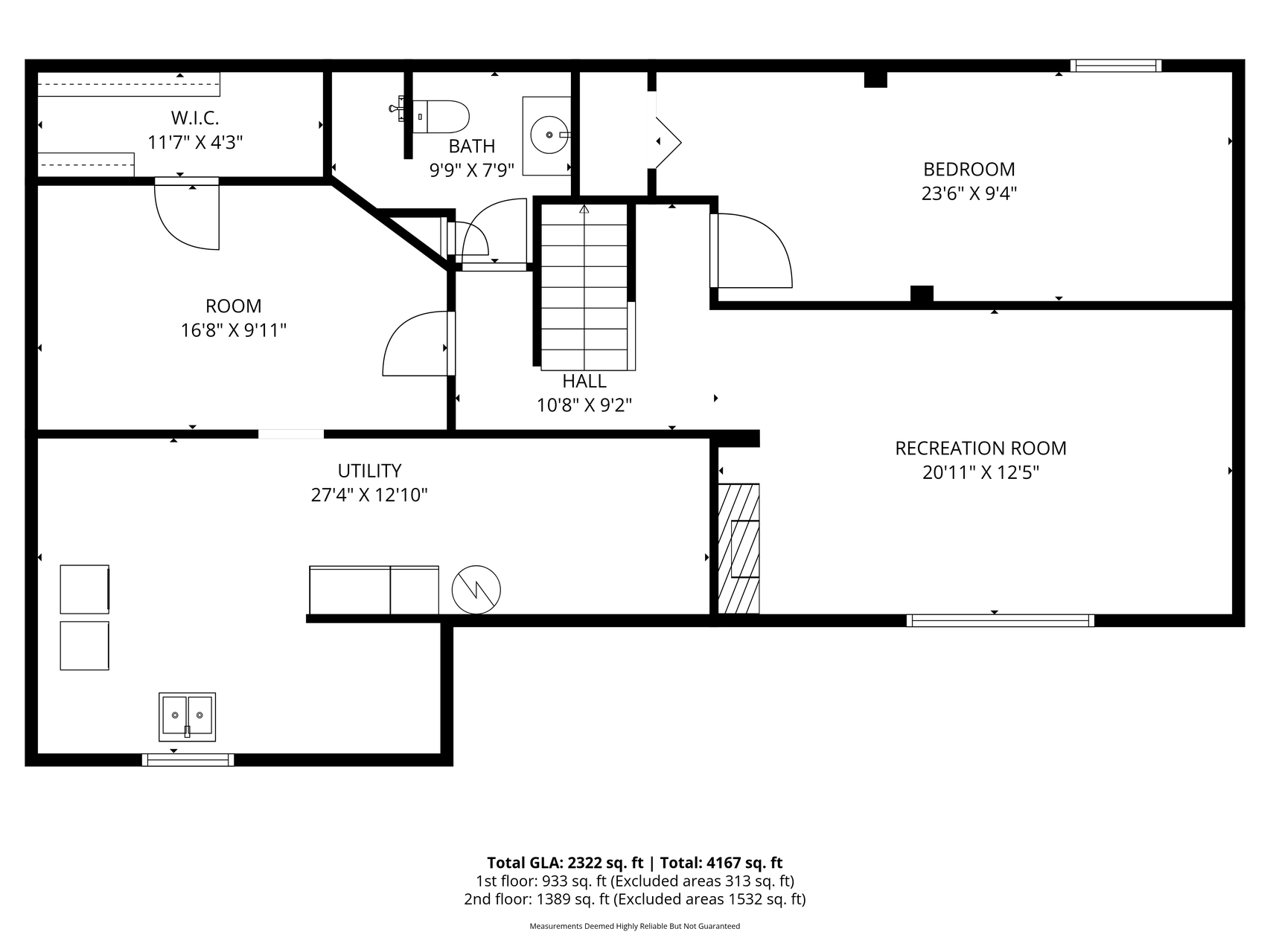 Lower level. Dimensions are approximate.
