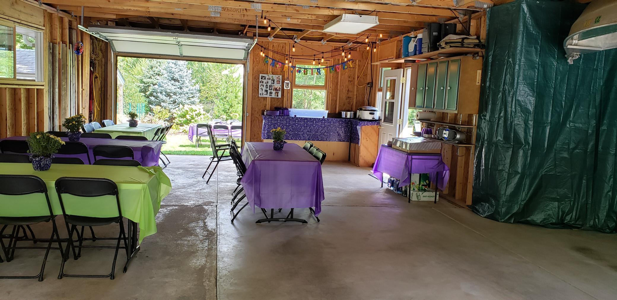 Large garage, opens to backyard and patio - great for entertaining!