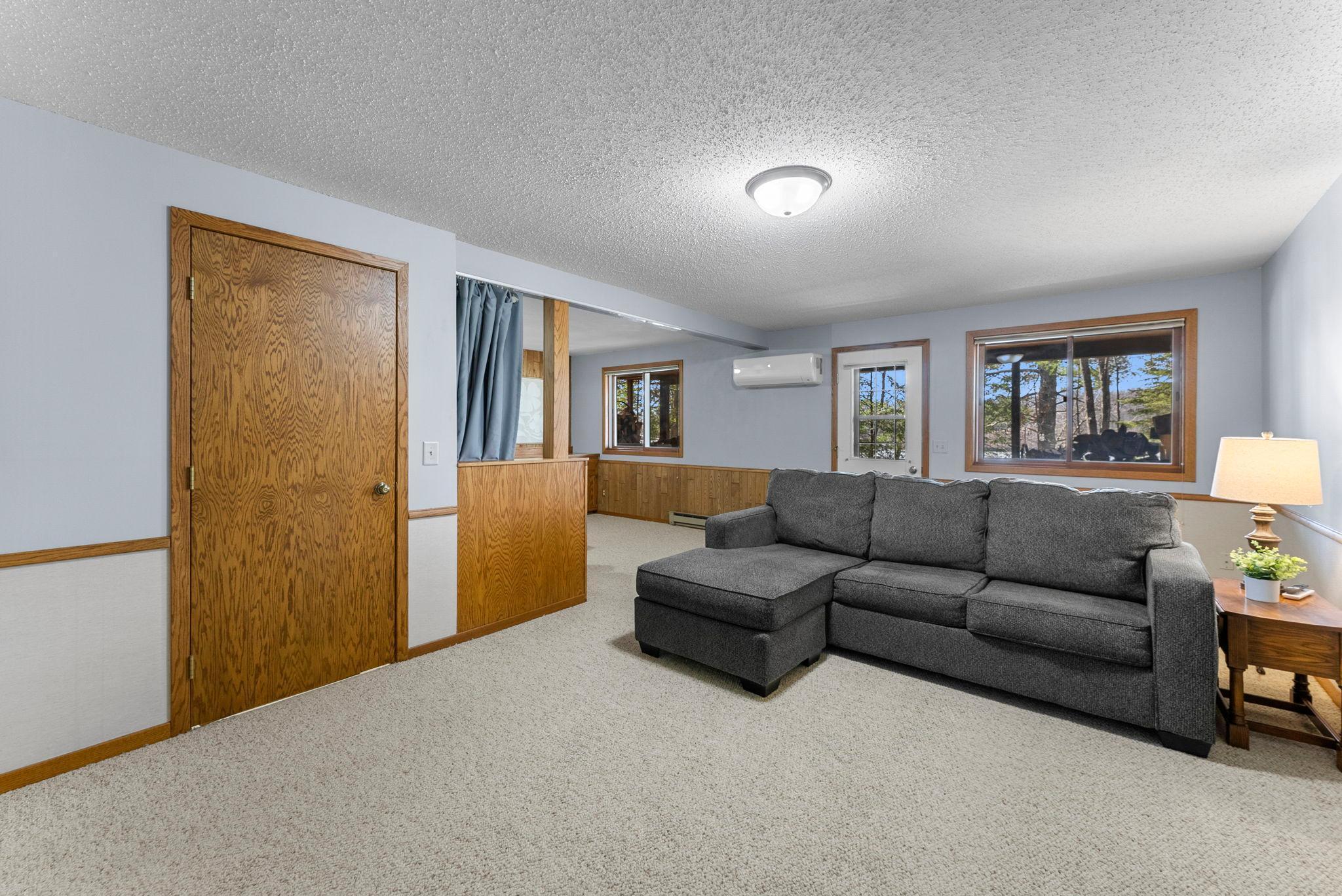 Lower level rec room with tons of space to play