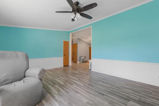 Living room opens to dining room